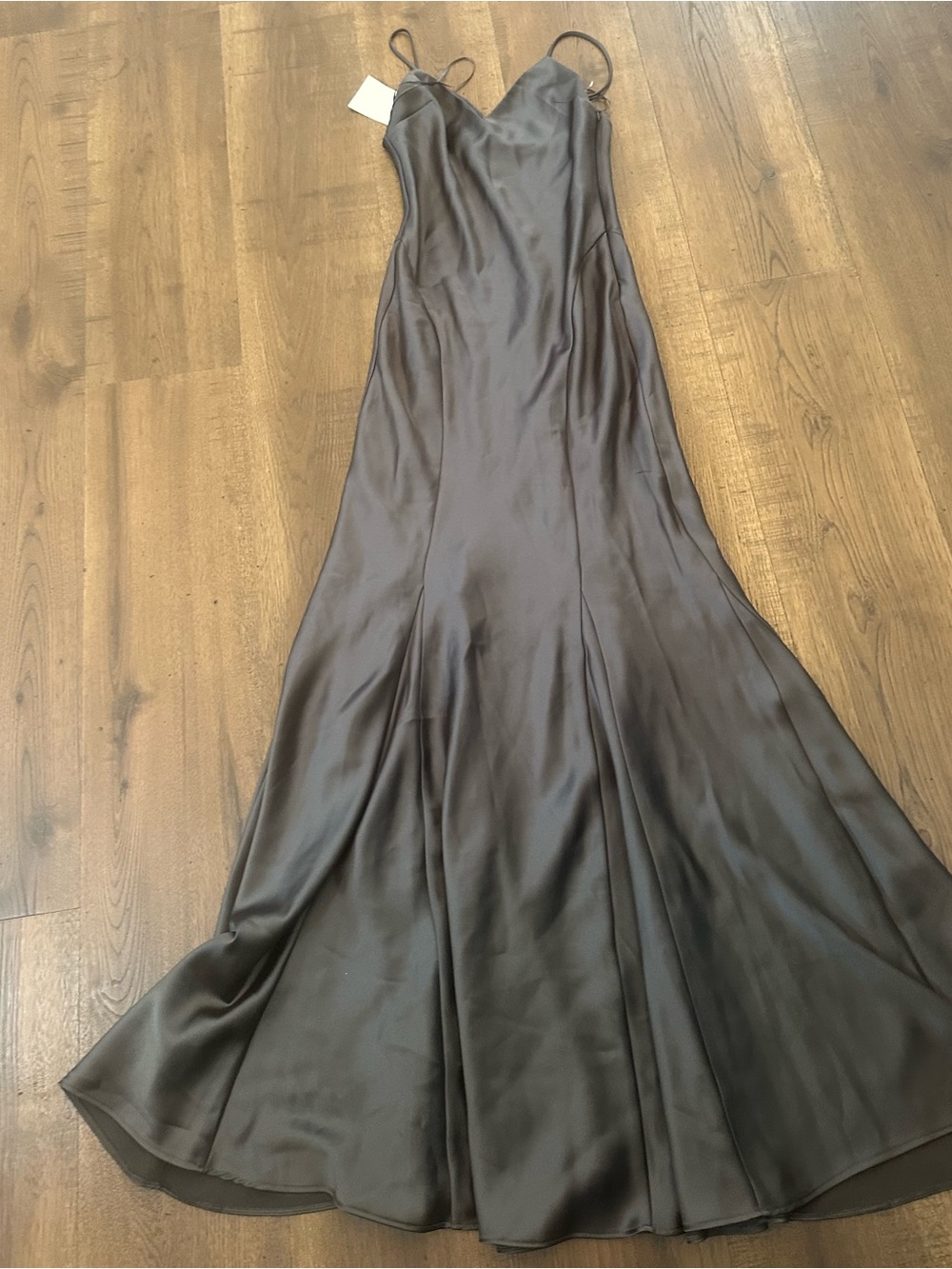 Zara Brown Satin Slip Mermaid Maxi Dress